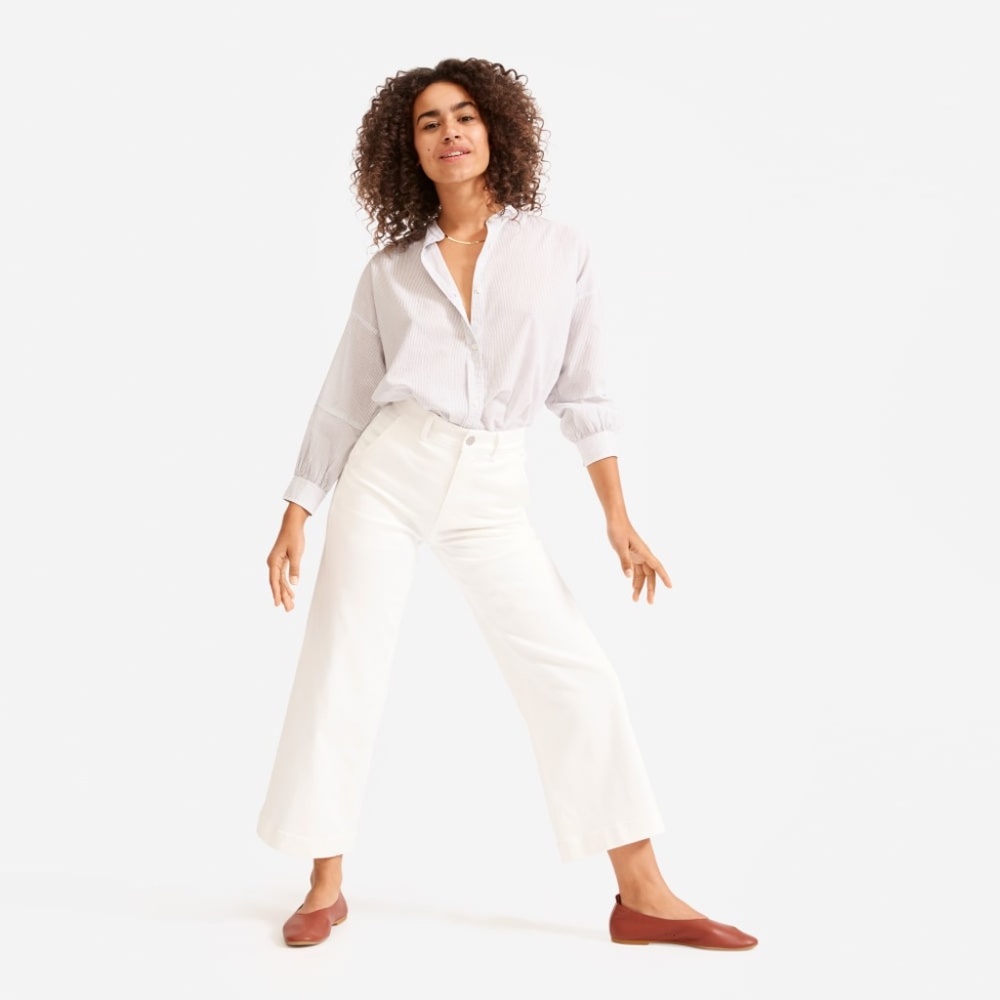 Everlane Short Wide-Leg Crop Pant Culotte in Bone